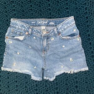 Cat & Jack Blue Jean Shorts with Floral Embroidery